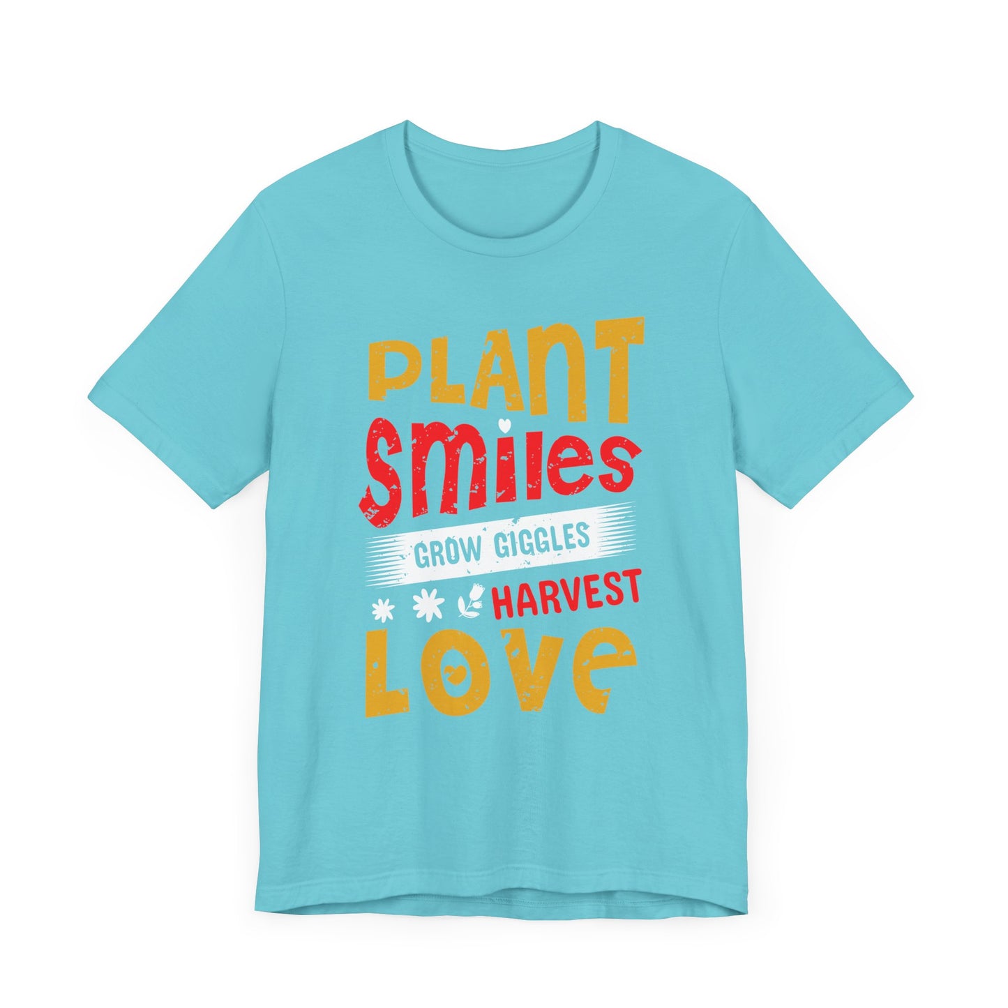 Plant Smiles, Grow Giggles, Harvest Love Tee – Wholesome Farmcore Graphic Shirt for Women| Unisex Jersey Short Sleeve Tee
