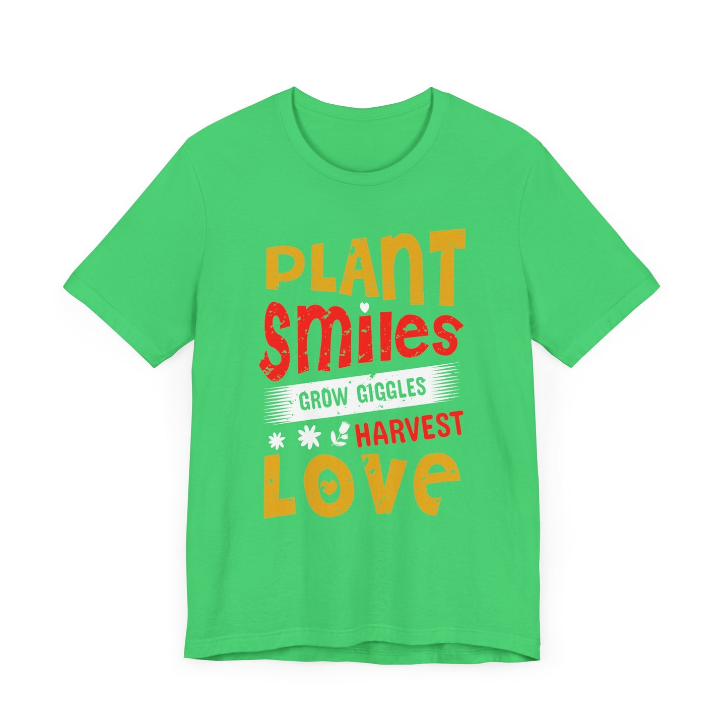 Plant Smiles, Grow Giggles, Harvest Love Tee – Wholesome Farmcore Graphic Shirt for Women| Unisex Jersey Short Sleeve Tee