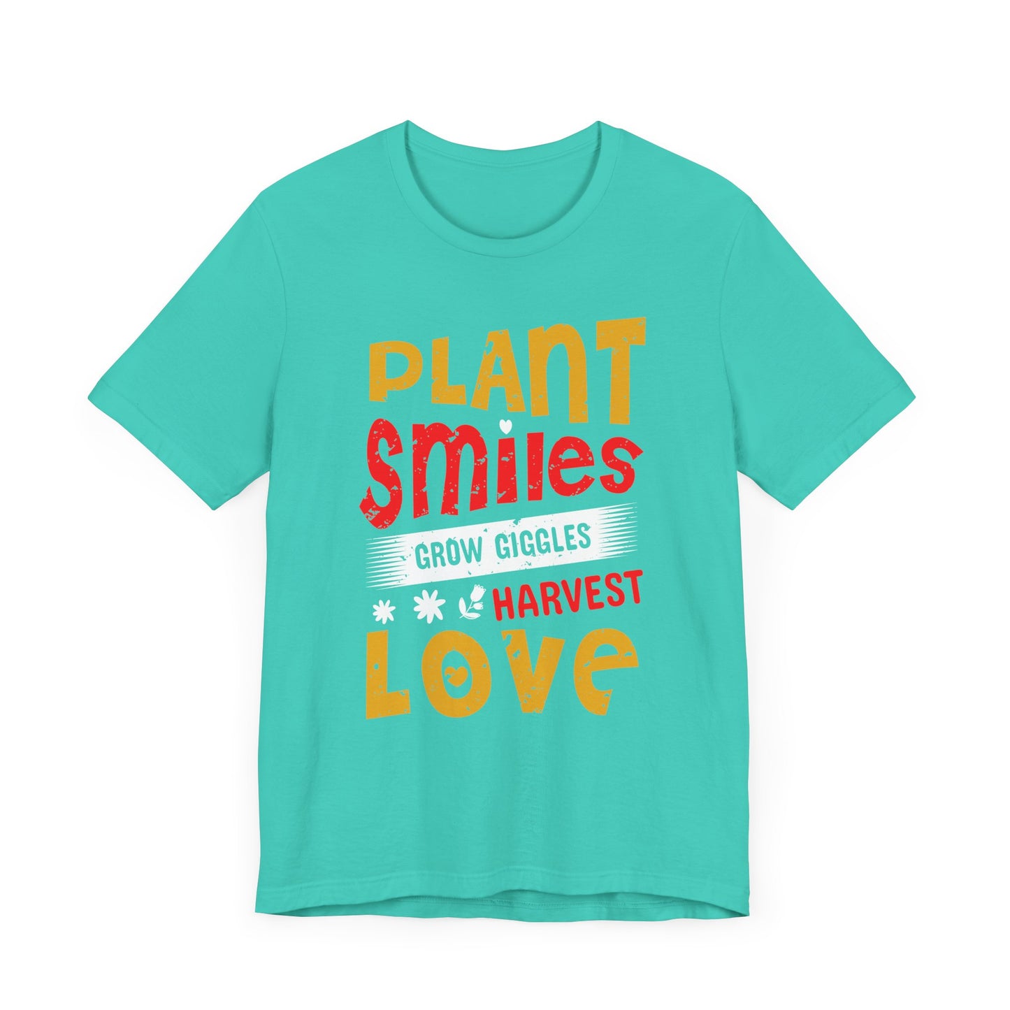 Plant Smiles, Grow Giggles, Harvest Love Tee – Wholesome Farmcore Graphic Shirt for Women| Unisex Jersey Short Sleeve Tee