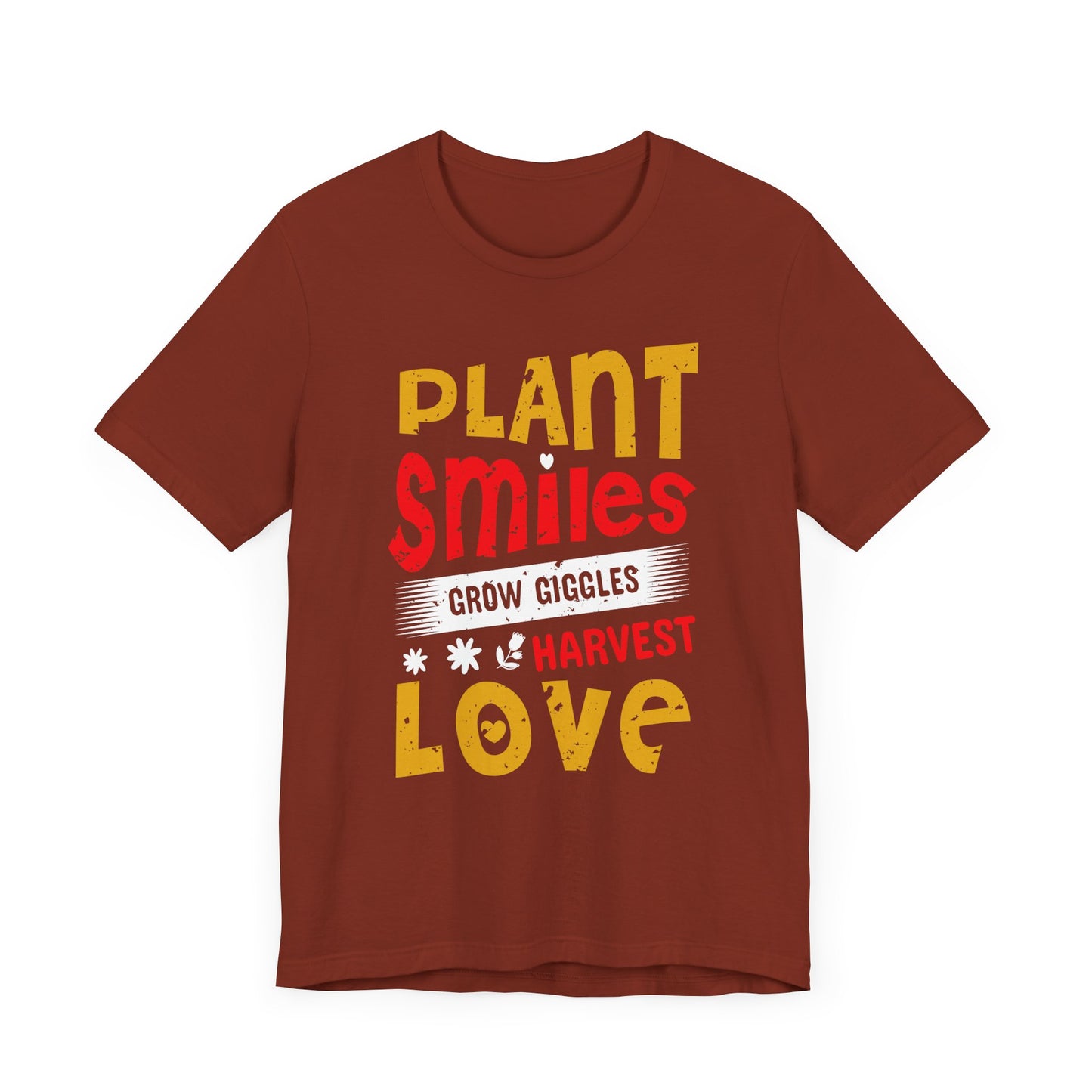 Plant Smiles, Grow Giggles, Harvest Love Tee – Wholesome Farmcore Graphic Shirt for Women| Unisex Jersey Short Sleeve Tee