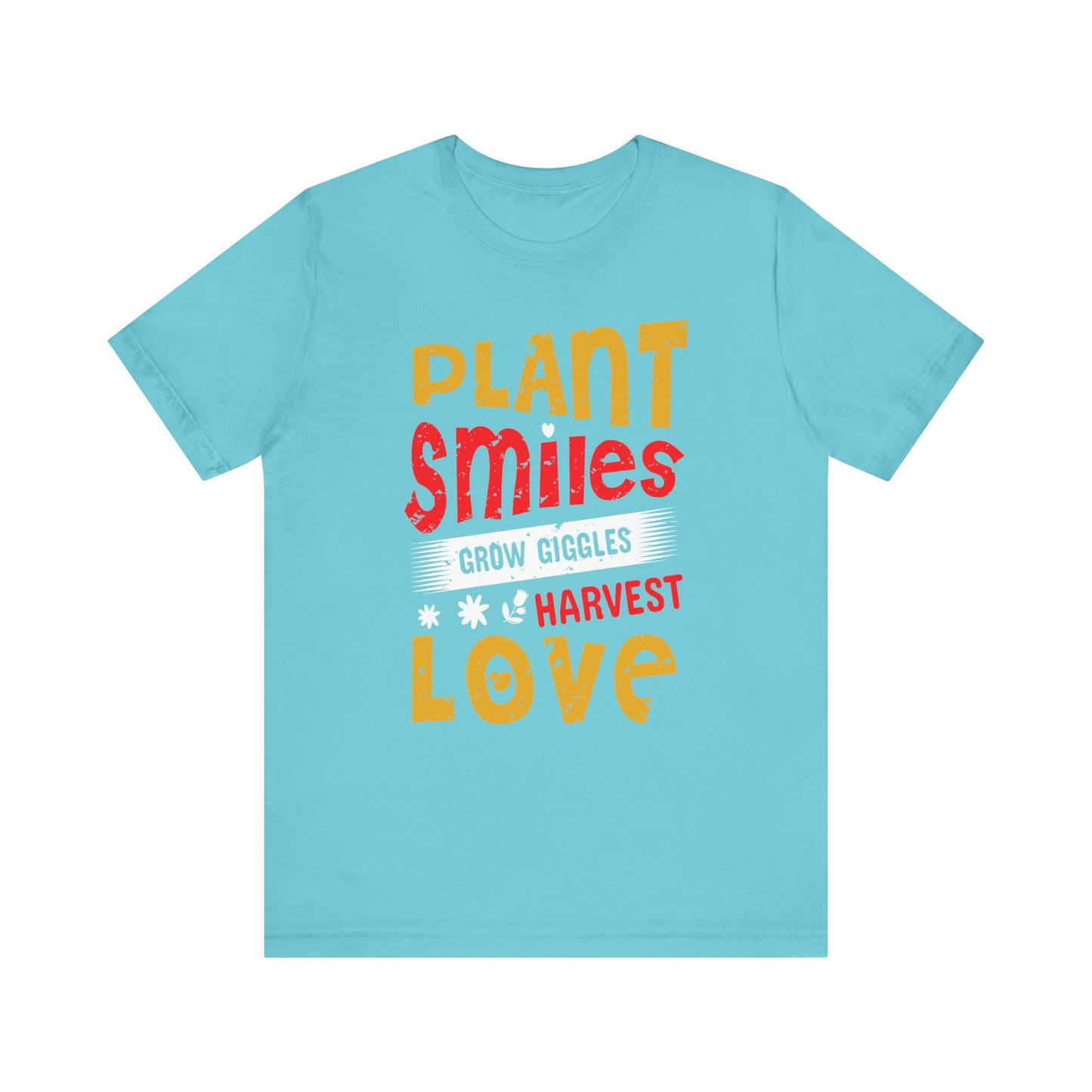 Plant Smiles, Grow Giggles, Harvest Love Tee – Wholesome Farmcore Graphic Shirt for Women| Unisex Jersey Short Sleeve Tee