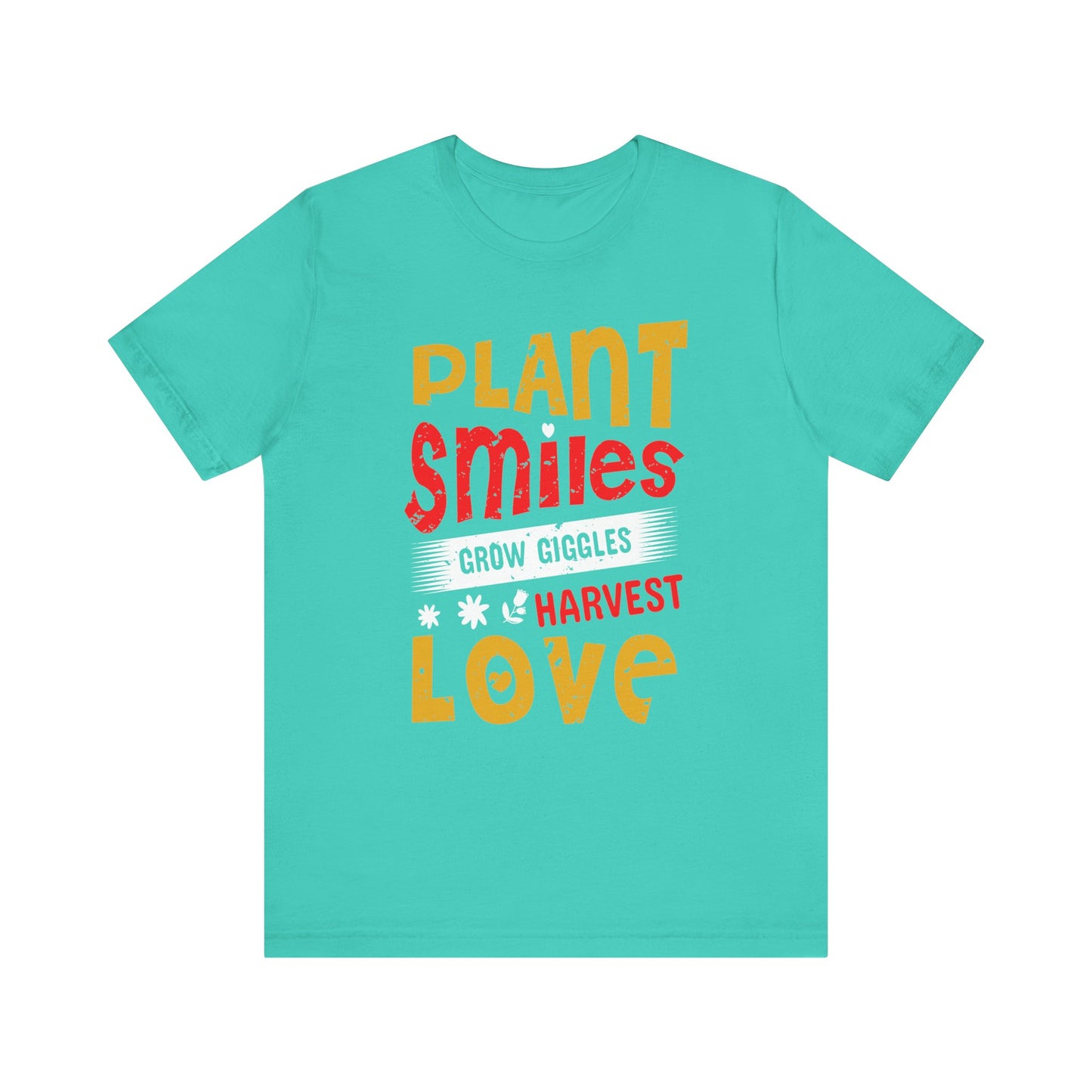 Plant Smiles, Grow Giggles, Harvest Love Tee – Wholesome Farmcore Graphic Shirt for Women| Unisex Jersey Short Sleeve Tee