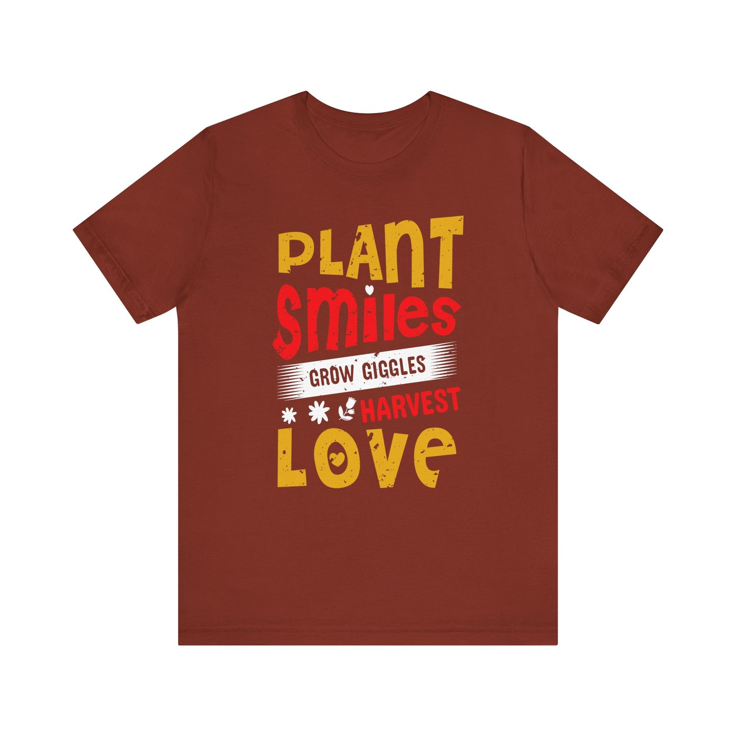 Plant Smiles, Grow Giggles, Harvest Love Tee – Wholesome Farmcore Graphic Shirt for Women| Unisex Jersey Short Sleeve Tee